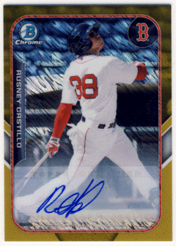 Rusney Castillo MLB 2015 Bowman The Farm's Finest Gold Refractor Signature Auto 46/50