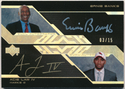 Ernie Banks / Acie Low NBA 07-08 UD Black Dual Signature Auto Gold 03/15