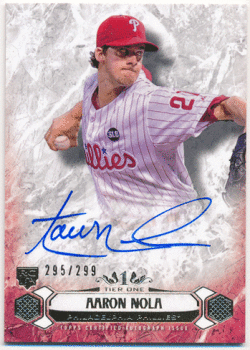 Aaron Nola MLB 2016 Topps Tier One RC Breakout Signature Auto 295/299