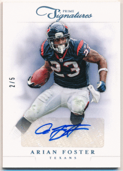 Arian Foster NFL 2012 Panini Prime Signatures Platinum Auto 2/5
