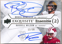Russell Wilson / Brock Osweiler 2012 UD Exquisite Collection Ensembel Dual Signature Auto 11/30