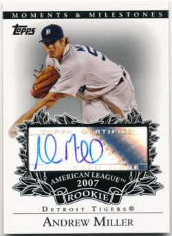 Andrew Miller MLB 2007 Topps Moments & Milestones RC Signature Auto