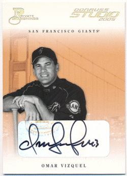 Omar Vizquel MLB 2005 Donruss Studio Private Signings Gold Auto 04/50