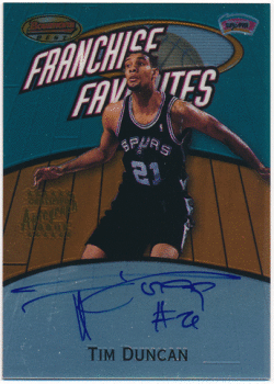 Tim Duncan NBA 1999-00 Bowman's Best Franchise Favorites Signature Auto