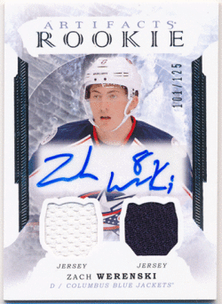 Zach Werenski NHL 16-17 UD Artifacts RC Signature Jersey Auto 101/125