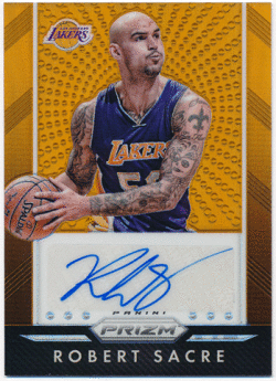 Robert Sacre NBA 15-16 Panini Prizm Orange Prizm Signature Auto 35/65