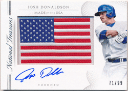 Josh Donaldson 2015 Panini National Treasures USA Flag Patch Signature Auto 71/99