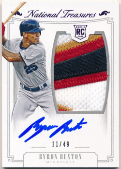 Byron Buxton 2015 Panini National Treasures RC Purple Signature Patch Auto 11/49