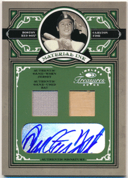 Carlton Fisk MLB 2005 Donruss Timeless Treasures Material Ink Signature Jersey Bat Auto 17/25