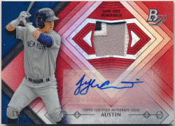 Tyler Austin MLB 2014 Bowman Platinum Red Refractor Signature Patch Auto 19/25