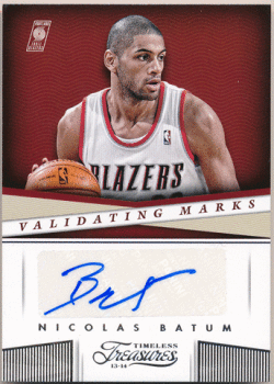 Nicolas Batum NBA 13-14 Panini Timeless Treasures Validating Marks Signature Auto