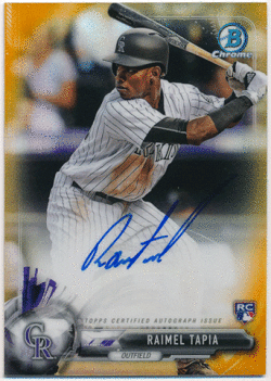 Raimel Tapia MLB 2017 Bowman Chrome RC Orange Refractor Signature Auto 20/25