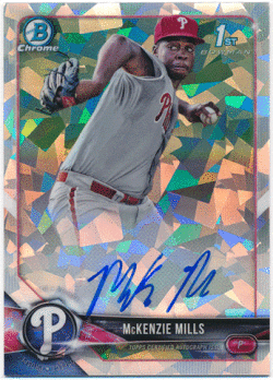 McKenzie Mills MLB 2018 Bowman Chrome 1st Bowman Atomic Refractor Signature Auto 042/100