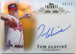Tom Glavine MLB 2013 Topps Tribute Orange Refractor Signature Auto 24/25