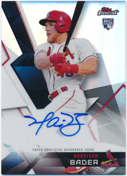 Harrison Bader MLB 2018 Topps Finest RC Refractor Signature Auto