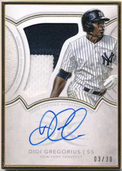 Didi Gregorius MLB 2018 Topps Definitive Collection Framed Signature Patch Auto 03/30