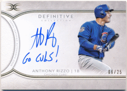 Anthony Rizzo MLB 2018 Topps Definitive Collection Inscription Signature Auto 06/25 Go Cubs