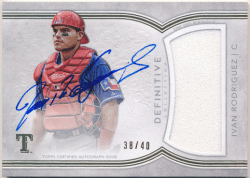 Ivan Rodriguez MLB 2018 Topps Definitive Collection Signature Jersey Auto 38/40
