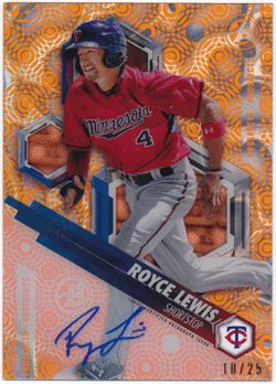 Royce Lewis MLB 2018 Bowman High Tek Orange Magma Diffractor Signature Auto 10/25