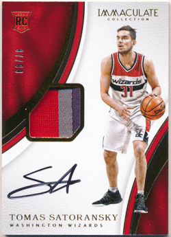 Tomas Satoransky NBA 16-17 Panini Immaculate Collection RC Signature Patch Auto 97/99