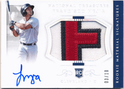 Francisco Mejia 2018 Panini National Treasures Rookie Material Signature Silver Holo Patch Auto 03/10