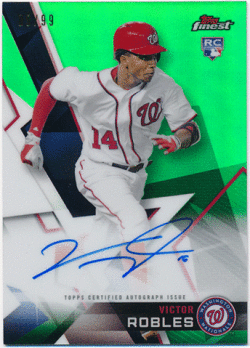 Victor Robles MLB 2018 Topps Finest RC Green Refractor Signature Auto 09/99