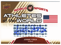 Jennie Finch 2010 UD World of Sports Athletes of the World Signature USA Auto