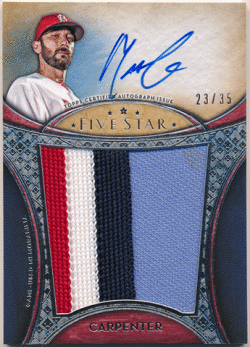 Matt Carpenter MLB 2017 Topps Five Star Jumbo Patch Auto 23/35