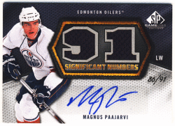 Magnus Paajarvi NHL 10-11 UD SP Game Used Significant Numbers Jersey Auto 86/91