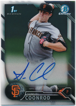 Samuel Coonrod MLB 2016 Bowman Chrome 1st Bowman Signature Auto