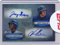 Joey Gallo / Lewis Brinson MLB 2012 Bowman Sterling Black Refractor Signature Auto 04/25