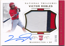 Victor Robles 2018 Panini National Treasures RC Gold Signature Patch Auto 10/49