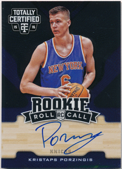 Kristaps Porzingis NBA 015-16 Panini Totally Certified Rookie Roll Call Signature Auto 56/99