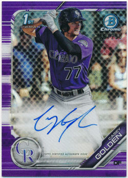 Casey Golden MLB 2019 Bowman Chrome 1st Bowman Purple Refractor Signature Auto 246/250