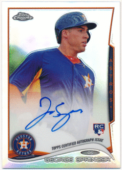 George Springer MLB 2014 Topps Chrome RC Refractor Signature Auto 315/499