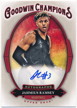 Jahmius Ramsey 2020 Upper Deck Goodwin Champions Signature Auto