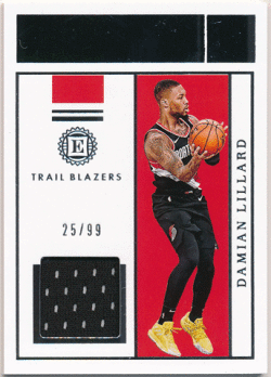 Damian Lillard NBA 2019-20 Panini Encased Label Materials Jersey 25/99