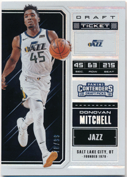 Donovan Mitchell NBA 2018-19 Panini Contenders Draft Picks Draft Ticket Parallel 70/99