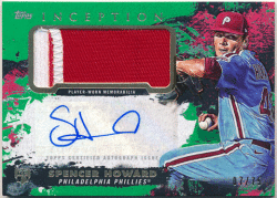 Spencer Howard MLB 2021 Topps Inception RC Autograph Patch Green 07/75