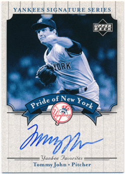 Tommy John MLB 2003 Upper Deck Yankees Signature Series Pride of New York Auto