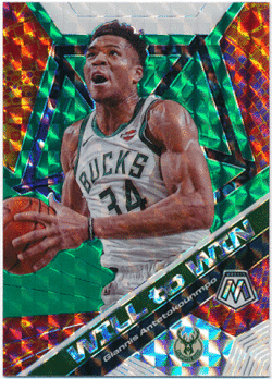 Giannis Antetokounmpo NBA 2019-20 Panini Mosaic Will to Win Green Prizm