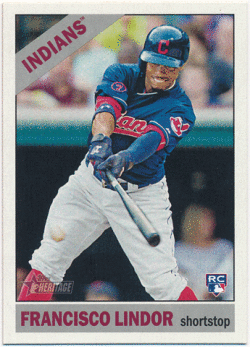 Francisco Lindor MLB 2015 Topps Heritage RC Acition Variation SP Rookie Card
