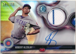 Adbert Alzolay MLB 2018 Bowman Chrome Refractor Signature Jersey Auto 144/150