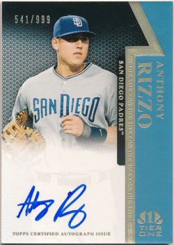 Anthony Rizzo MLB 2011 Topps Tier One On The Rise Signature Auto 541/999