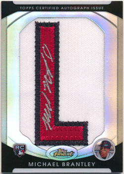 Michael Brantley MLB 2010 Topps Finest RC Autographed Manufacture Letter Patch Signature Refractor 22/75