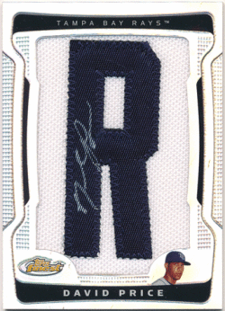 David Price MLB 2009 Topps Finest RC Autographed Manufacture Letter Patch Signature Refractor 28/75
