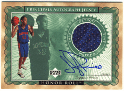 Tayshaun Prince NBA 02-03 UD Honor Roll Principals Autograph Jersey Auto