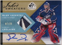 Pascal Leclaire NHL 2007-08 Upper Deck SP Game Used Inked Sweaters Autograph & Patch 07/25