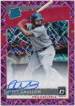 Deivy Grullon 2020 Panini Donruss Optic RC Rated Rookie Pink Velocity Prizm Signature Auto