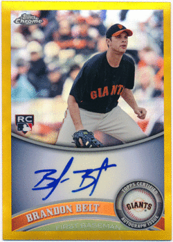 Brandon Belt MLB 2011 Topps Chrome RC Rookie Gold Refractor Signature Auto 25/50